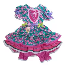 Vestido Infantil Junino Luxo Tamanho 6 Algodão E Laise 25226