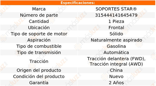 (1) Rep Soporte Trans Del Grand Caravan V6 3.0l 92/95 S Star Foto 2