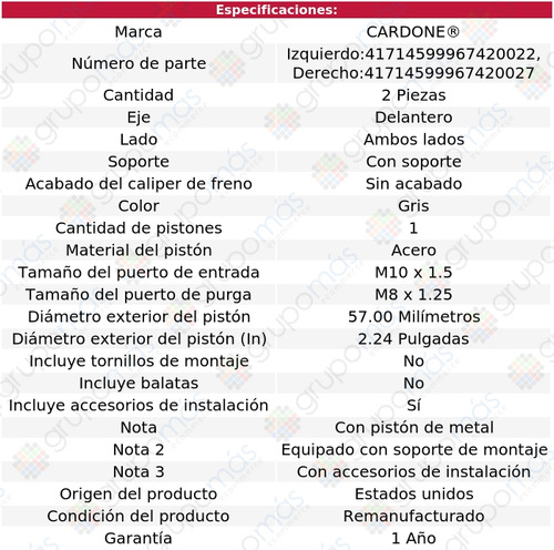 2_mordazas Frenos C/soporte Del Saab 9-3 L4 2.0l 00 Al 02 Foto 2