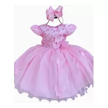 Vestido De Fiesta Para Niña Princesa Con Detalles Mariposas