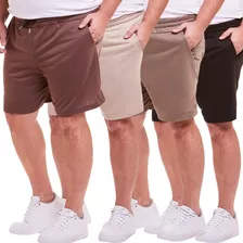 Shorts Bermuda Moletinho Plus Size Masculino Kit Com 4