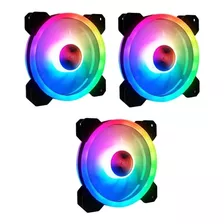 Kit 3 Cooler Rgb Fan 120mm (12cm) Dupla Face Para Gabinete