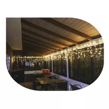 Cascata 400 Led 10m 127v Luz Quente 8 Função Pisca Natal