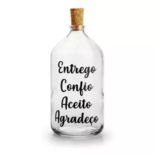 Garrafa De Vidro Rolha 500ml Entrego Confio Aceito Agradeço