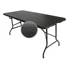 Mesa Plegable Plástico Tipo Portafolio 180cm Portátil Cafe Color Negro Textura 1