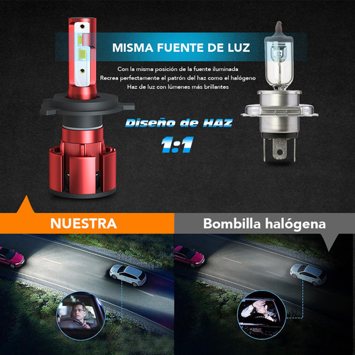 Para Kia Spectra 2005-2009 4x Bombillas De Faro Led 6000k Foto 4