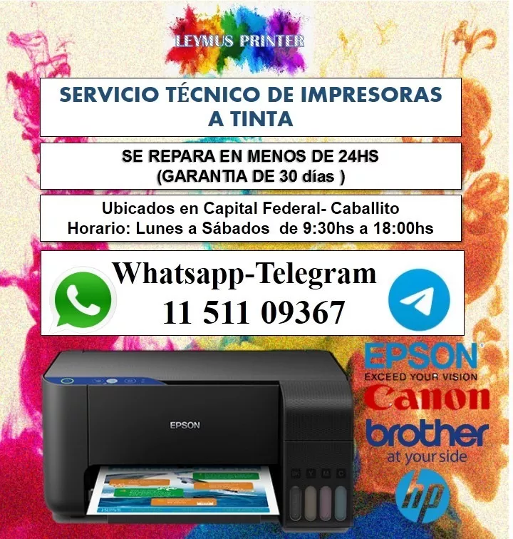 Servicio Técnico De Impresoras Espson Hp Canon Brother 