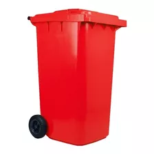 Contenedor De Basura Industrial 240 Lts Ruedas, Tapa Rojo