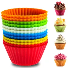 Kit 12 Formas Silicone Mini Cupcake Bolo Muffin Assadeira