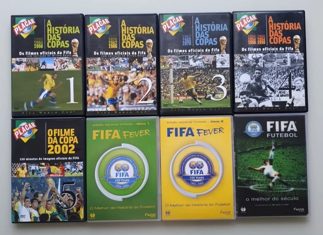 Coleção 5 Dvd Futebol Placar A Historia Das Copas + 3 Fifa