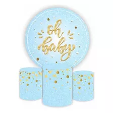 Kit Painel Decorativo +3 Capas Cilindro Tema Oh Baby Tecido