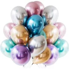 Balão Bexiga Metalizado Colorido - Cromado - 25 Un - N° 9