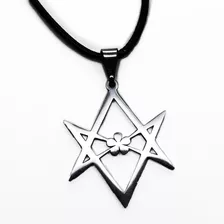 Colar Pingente Monoursal Hexagrama Thelema Crowley Aço Stlr