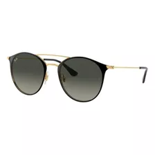 Óculos De Sol Ray-ban Rb3546 Standard Armação De Aço Cor Matte Black, Lente Grey De Cristal Degradada, Haste Gold De Aço