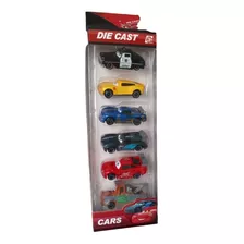 Colección 6 Carritos Cars Rayo Mcqueen Sheriff Metal En Caja