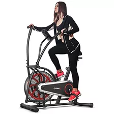 Gymax Fan Bike, Air Resistance Upright Bike With Lcd Monitor