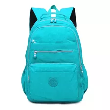 Mochila Colorida Notebook Trabalho Faculdade Alça Reforçada Cor Azul-turquesa Desenho Do Tecido Cor