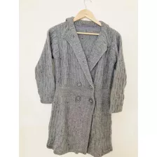 Tapado Saco Blazer De Lana Tejido A Mano De Mujer Color Gris