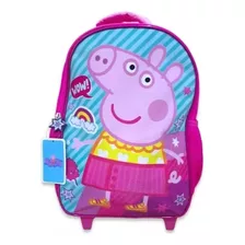 Mochila Escolar Con Ruedas Peppa Pig Niña Color Rosa