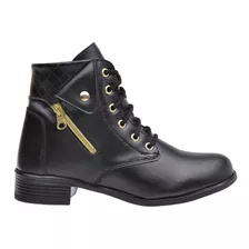 Bota Feminina Coturno Cano Baixo 100% Promoção Lançamento