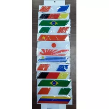 Banderas Para Auto Paises Silicona Adhesivo 12.5 X 2.5