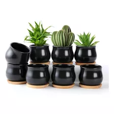 Maceta Ceramica X4unid+platillo Bambu Cactus 6cmdiamx5.5 Alt