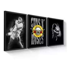 Kit Quadros Guns N' Roses Axl Rose Slash Emoldurado 23x33cm