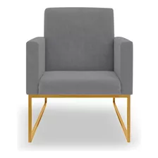 Poltrona Decoração/recepção 1 Lugar - Base Ferro Dourado