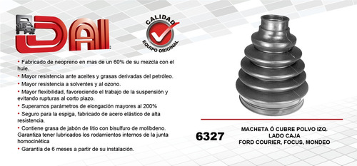 1-cubrepolvo Lado Caja Izq/der Dai Ford Focus 99-06 Foto 2