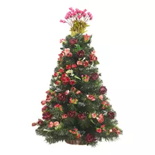 Árbolito Navidad Xl 1,00 C Kit Floral Rojo Bordo - Sheshu Color Blanco