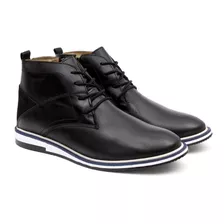 Bota Badplay Derby Masculina Couro Legítimo Preta Forro D...