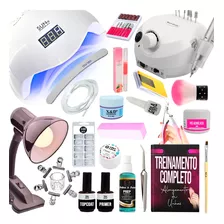 Kit Cabine Sun 48w Lixadeira Luminária Unhas Fibra Acrigel 