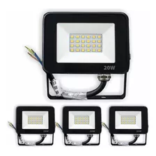 Kit 4 Projetores Refletor Led 20w 6.500k Branca Fria