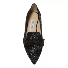 Zapatos Suela Baja Chatitas Dama Jimmy Choo - Glitter Negro 