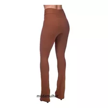 Calça Flare Bandagem Cintura Alta Moda Femininas 