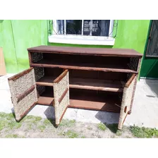 Muy Lindo Mueble En Mimbre,cardo Y Madera Por Encargue!!