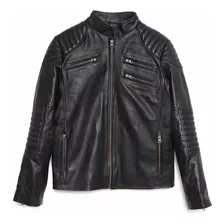 Campera De Cuero Negra Rg