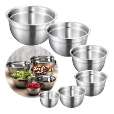 Jogo Bowl Conjunto Bacia Profissional Tigela Aço Inox 6 Pçs