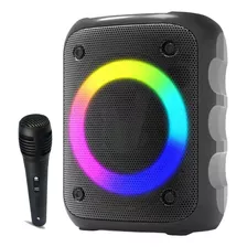 Caixa De Som Bluetooth Potente 10w Led Rgb +microfone E Cabo