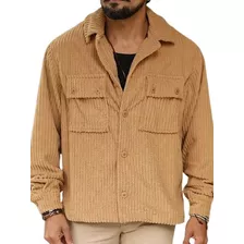 Jaqueta Camisa Masculina Veludo Cotelê Oversize Caramelo