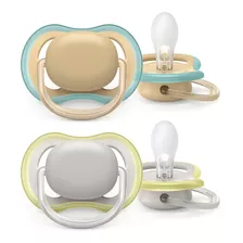 Chupete Silicona X2 Ultra Air Liso 0-6m Philips Avent Color Blanco Y Crema Período De Edad 0-6 Meses