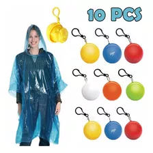 10 Pcs Descartável Capa De Chuva Chaveiro Bola Para Adulto,