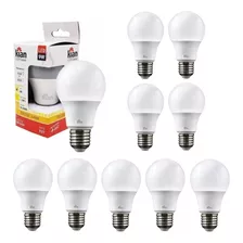 Kit 10 Lâmpadas 9w Led E27 Bulbo Branco Quente 3000k Kian Cor Da Luz Branco-quente