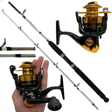 Kit Pesca 16 Kgs Vara Maciça 1,65m + Molinete 4000 Alumínio