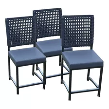 Kit 3 Cadeiras Corda Náutica Alumínio Cozinha Varanda 