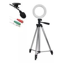 Kit Youtuber Ring Light 16cm Tripé 1,20m Microfone Lapela