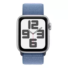 Apple Watch Watch Se (gps + Cellular) 2nd Generation A2724 44 Mm - Unitalla - Alumínio - Tecido De Nylon De Camada Dupla - Alumínio - Prata - Correa Loop Esportiva - Azul Inverno - Prata (inclui: Com 