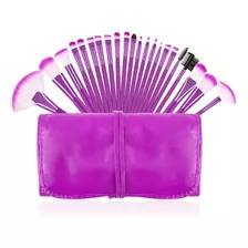 Set Completo 24 Brochas Maquillaje Pinceles Estuche Make Up Color Violeta