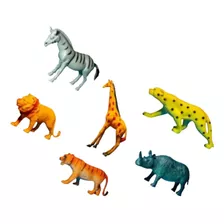 6 Animais Borracha Brinquedo Savana Africa Leão Tigre Girafa