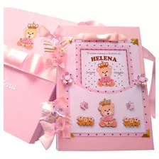 Bebê Menina Álbum Personalizado Ursa Princesa Com Caixa